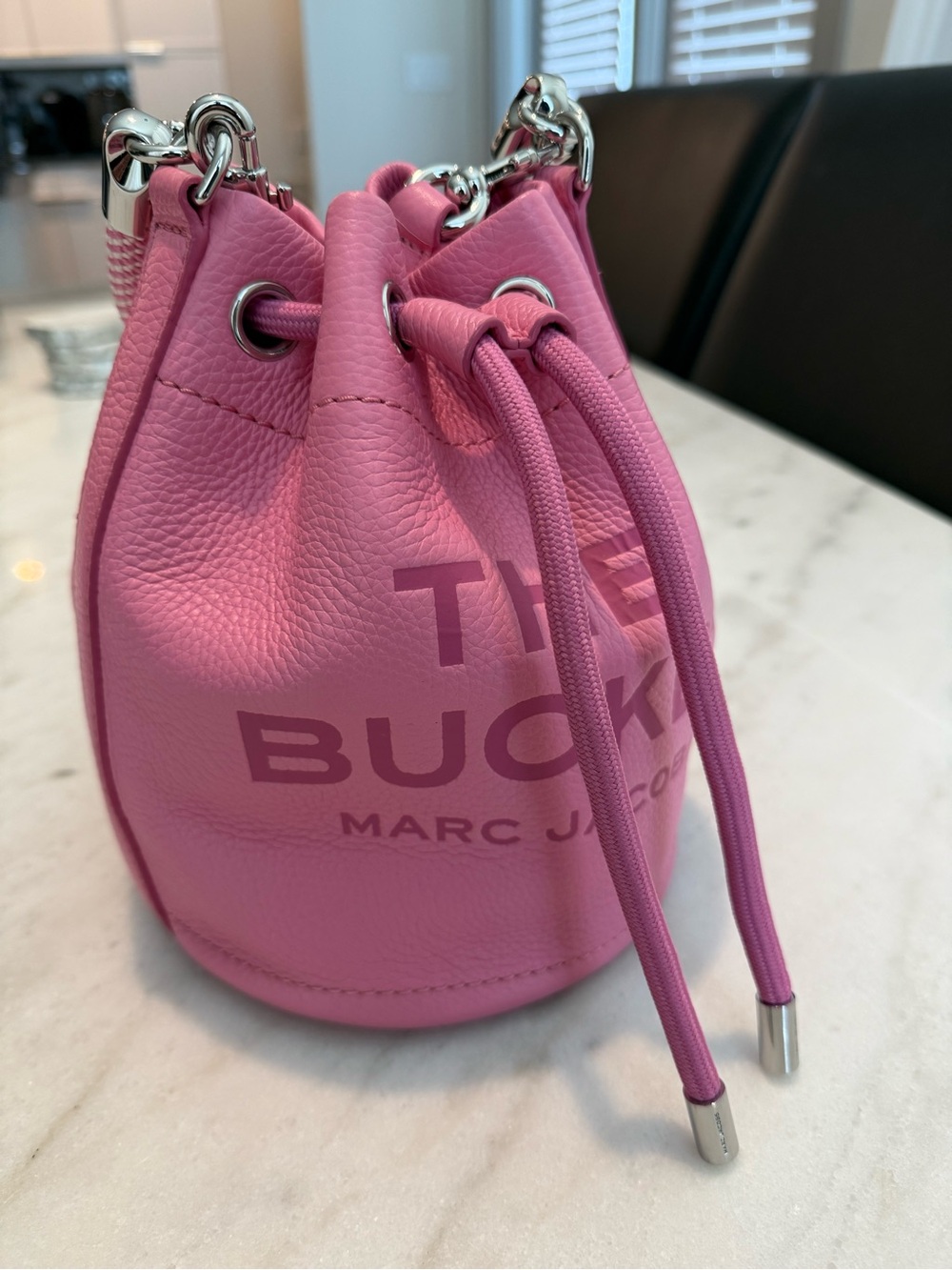 Marc Jacobs Pink Mini Leather Drawstring Bucket Bag